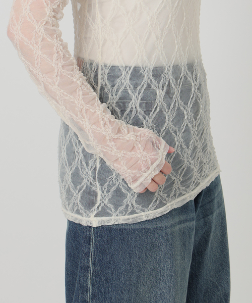 IENA LA BOUCLE(イエナラブークル)の「IENA LA BOUCLE ダイヤlaceカットソー(Tシャツ/カットソー・レディース・ホワイト/ブラック・FREE)」の6枚目の写真