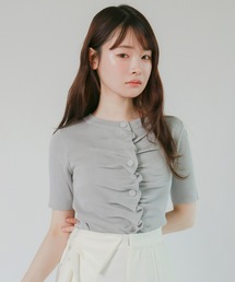 < ZOZOTOWN限定 >ハーフスリーブギャザーカーディガン