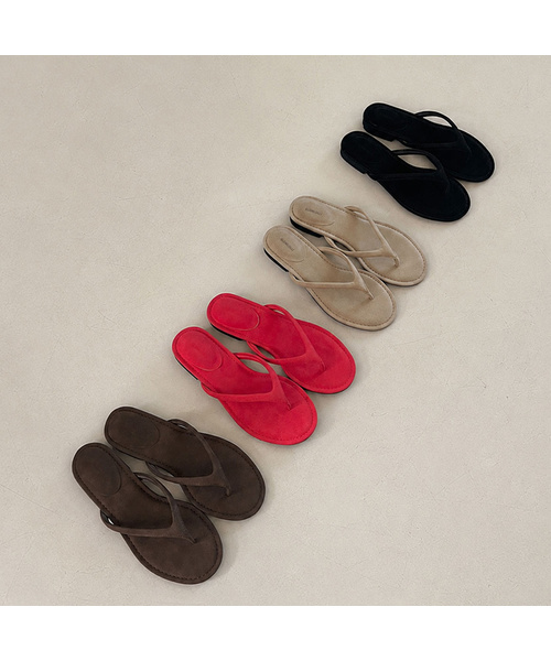 SLOWLOLLI（スローローリ）の「Lome suede flip sandal_4 Colors（サンダル・レディース・ブラック/ベージュ/ブラウン/レッド・23cm/24cm/25cm/23.5cm/24.5cm）」の2枚目の写真