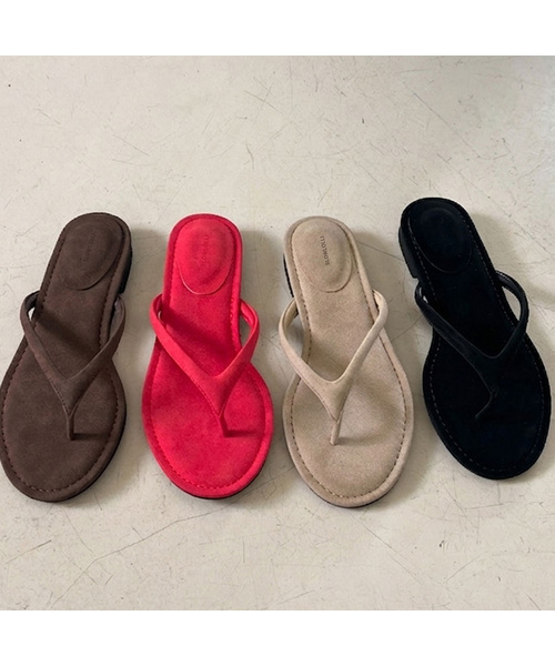 SLOWLOLLI（スローローリ）の「Lome suede flip sandal_4 Colors（サンダル・レディース・ブラック/ベージュ/ブラウン/レッド・23cm/24cm/25cm/23.5cm/24.5cm）」の4枚目の写真