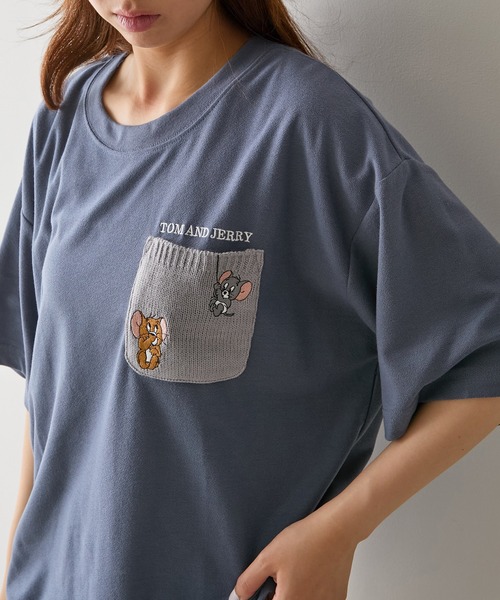 Tom&Jerry(トムアンドジェリー)の「【SETUP7】TOM and JERRY/トムとジェリー ポケット付き 裾ドローコード Tシャツ MNY(Tシャツ/カットソー・レディース・ベージュ/ネイビー/ブラック/ホワイト・L/M)」の4枚目の写真