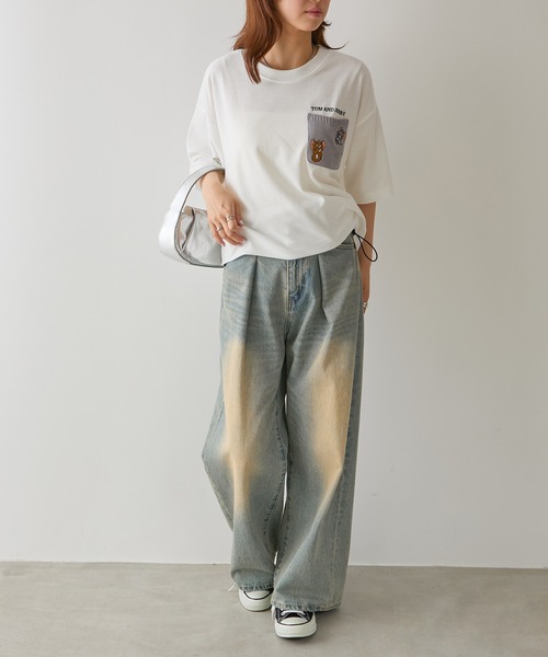 Tom&Jerry(トムアンドジェリー)の「【SETUP7】TOM and JERRY/トムとジェリー ポケット付き 裾ドローコード Tシャツ MNY(Tシャツ/カットソー・レディース・ベージュ/ネイビー/ブラック/ホワイト・L/M)」の16枚目の写真
