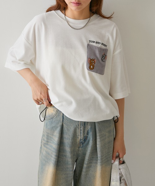 Tom&Jerry(トムアンドジェリー)の「【SETUP7】TOM and JERRY/トムとジェリー ポケット付き 裾ドローコード Tシャツ MNY(Tシャツ/カットソー・レディース・ベージュ/ネイビー/ブラック/ホワイト・L/M)」の10枚目の写真