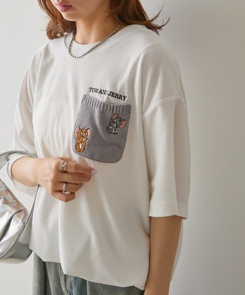Tom&Jerry(トムアンドジェリー)の「【SETUP7】TOM and JERRY/トムとジェリー ポケット付き 裾ドローコード Tシャツ MNY(Tシャツ/カットソー・レディース・ベージュ/ネイビー/ブラック/ホワイト・L/M)」の11枚目の写真