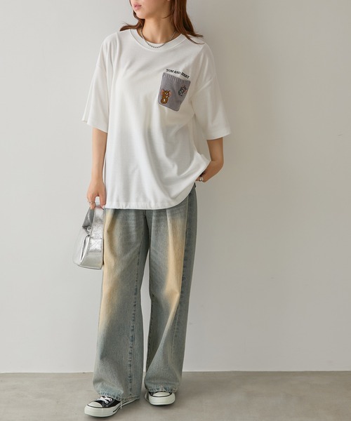 Tom&Jerry(トムアンドジェリー)の「【SETUP7】TOM and JERRY/トムとジェリー ポケット付き 裾ドローコード Tシャツ MNY(Tシャツ/カットソー・レディース・ベージュ/ネイビー/ブラック/ホワイト・L/M)」の17枚目の写真