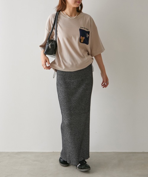 Tom&Jerry(トムアンドジェリー)の「【SETUP7】TOM and JERRY/トムとジェリー ポケット付き 裾ドローコード Tシャツ MNY(Tシャツ/カットソー・レディース・ベージュ/ネイビー/ブラック/ホワイト・L/M)」の8枚目の写真