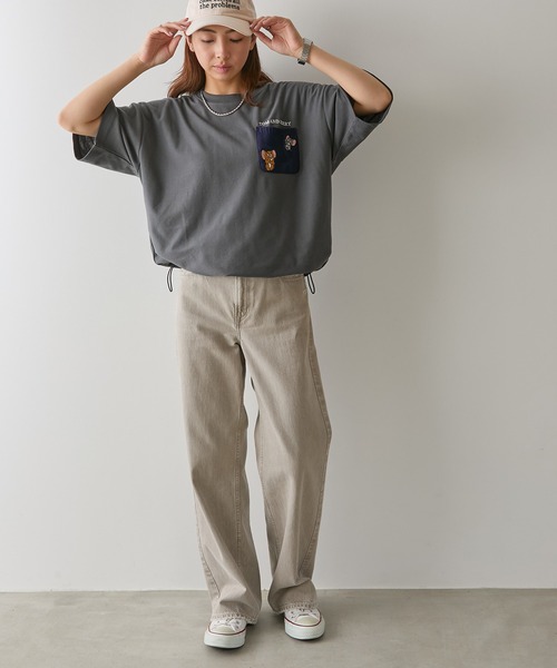Tom&Jerry(トムアンドジェリー)の「【SETUP7】TOM and JERRY/トムとジェリー ポケット付き 裾ドローコード Tシャツ MNY(Tシャツ/カットソー・レディース・ベージュ/ネイビー/ブラック/ホワイト・L/M)」の22枚目の写真