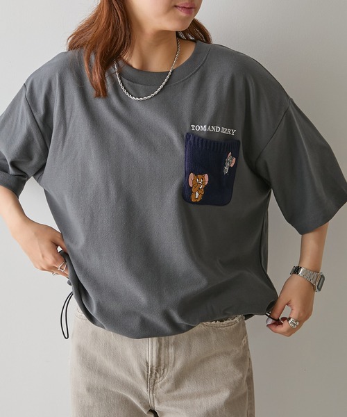 Tom&Jerry(トムアンドジェリー)の「【SETUP7】TOM and JERRY/トムとジェリー ポケット付き 裾ドローコード Tシャツ MNY(Tシャツ/カットソー・レディース・ベージュ/ネイビー/ブラック/ホワイト・L/M)」の18枚目の写真