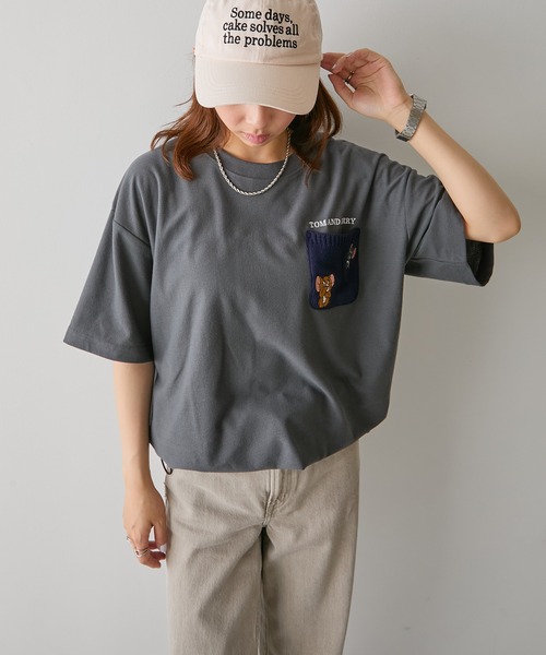 Tom&Jerry(トムアンドジェリー)の「【SETUP7】TOM and JERRY/トムとジェリー ポケット付き 裾ドローコード Tシャツ MNY(Tシャツ/カットソー・レディース・ベージュ/ネイビー/ブラック/ホワイト・L/M)」の19枚目の写真