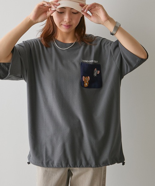Tom&Jerry(トムアンドジェリー)の「【SETUP7】TOM and JERRY/トムとジェリー ポケット付き 裾ドローコード Tシャツ MNY(Tシャツ/カットソー・レディース・ベージュ/ネイビー/ブラック/ホワイト・L/M)」の21枚目の写真