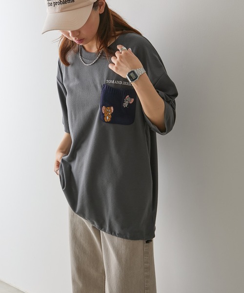 Tom&Jerry(トムアンドジェリー)の「【SETUP7】TOM and JERRY/トムとジェリー ポケット付き 裾ドローコード Tシャツ MNY(Tシャツ/カットソー・レディース・ベージュ/ネイビー/ブラック/ホワイト・L/M)」の20枚目の写真