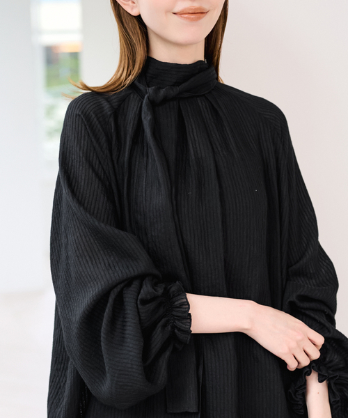 U by SPICK&SPAN(ユーバイスピックアンドスパン)の「シアーストライプ2WAYボウタイブラウス(シャツ/ブラウス・レディース・ブラック/ホワイト・FREE)」の16枚目の写真