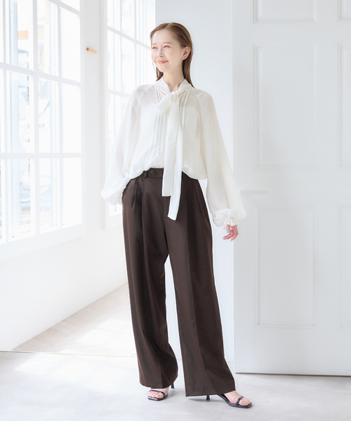 U by SPICK&SPAN(ユーバイスピックアンドスパン)の「シアーストライプ2WAYボウタイブラウス(シャツ/ブラウス・レディース・ブラック/ホワイト・FREE)」の18枚目の写真