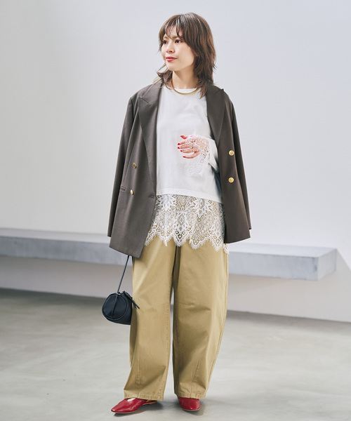 Spick & Span（スピックアンドスパン）の「レースドッキングプルオーバー（Tシャツ/カットソー・レディース・ホワイト/ブラック・FREE）」の4枚目の写真