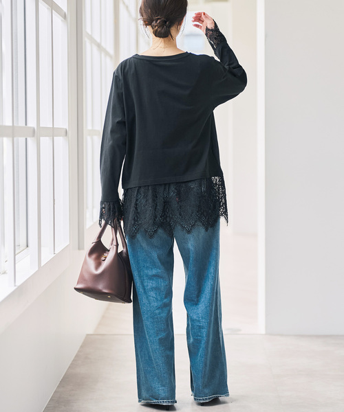 Spick & Span（スピックアンドスパン）の「レースドッキングプルオーバー（Tシャツ/カットソー・レディース・ホワイト/ブラック・FREE）」の10枚目の写真