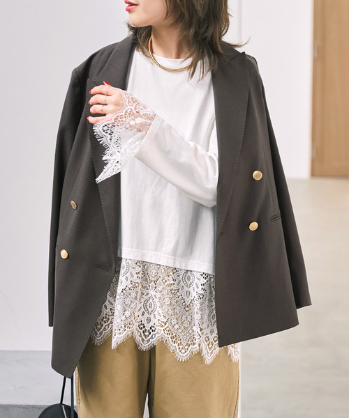 Spick & Span（スピックアンドスパン）の「レースドッキングプルオーバー（Tシャツ/カットソー・レディース・ホワイト/ブラック・FREE）」の12枚目の写真