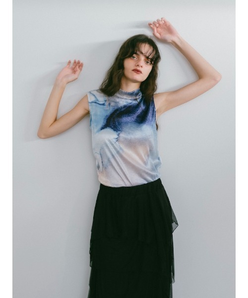 sahara(サハラ)の「Art Print Sleeveless Top(Tシャツ/カットソー・レディース・ブルー/ブラック/ライトブルー・FREE)」の12枚目の写真
