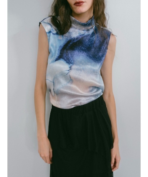 sahara(サハラ)の「Art Print Sleeveless Top(Tシャツ/カットソー・レディース・ブルー/ブラック/ライトブルー・FREE)」の11枚目の写真