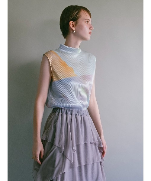 sahara(サハラ)の「Art Print Sleeveless Top(Tシャツ/カットソー・レディース・ブルー/ブラック/ライトブルー・FREE)」の21枚目の写真