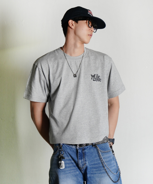 THE MILE(ザマイル)の「ガーメンツクロップマイラブクルーネック_GRAY(Tシャツ/カットソー・メンズ・その他・SMALL/MEDIUM/LARGE/X-LARGE)」の1枚目の写真