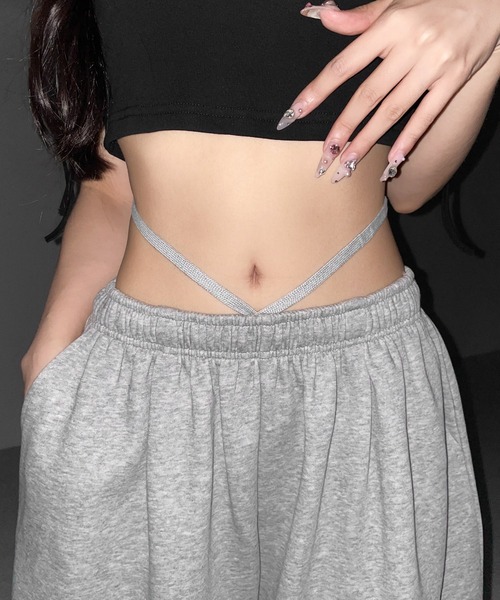 me+em select(ミームセレクト)の「【 3color 】ウエストストリングタックワイドスウェットパンツ / waist string tack wide sweat pants(スウェットパンツ・レディース・ブラック/グレー/ピンク・FREE)」の11枚目の写真