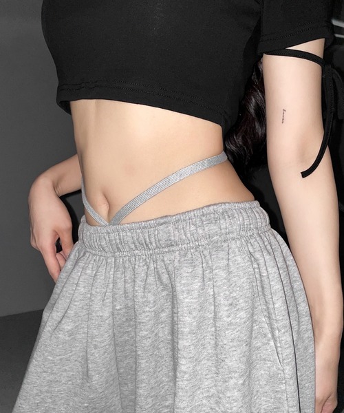 me+em select(ミームセレクト)の「【 3color 】ウエストストリングタックワイドスウェットパンツ / waist string tack wide sweat pants(スウェットパンツ・レディース・ブラック/グレー/ピンク・FREE)」の12枚目の写真