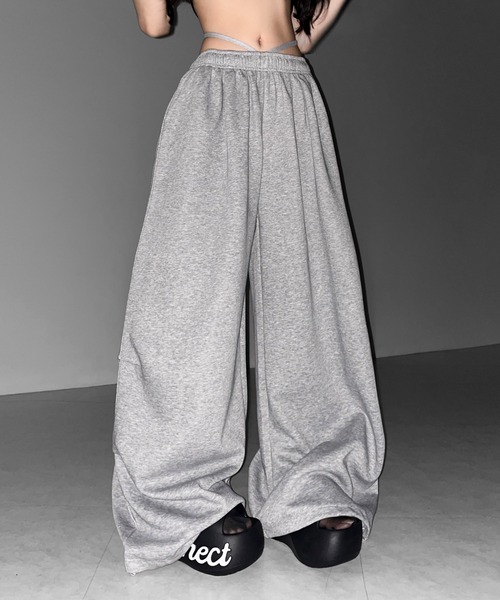 me+em select(ミームセレクト)の「【 3color 】ウエストストリングタックワイドスウェットパンツ / waist string tack wide sweat pants(スウェットパンツ・レディース・ブラック/グレー/ピンク・FREE)」の18枚目の写真