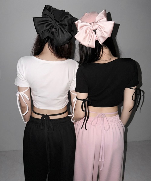 me+em select(ミームセレクト)の「【 3color 】ウエストストリングタックワイドスウェットパンツ / waist string tack wide sweat pants(スウェットパンツ・レディース・ブラック/グレー/ピンク・FREE)」の4枚目の写真