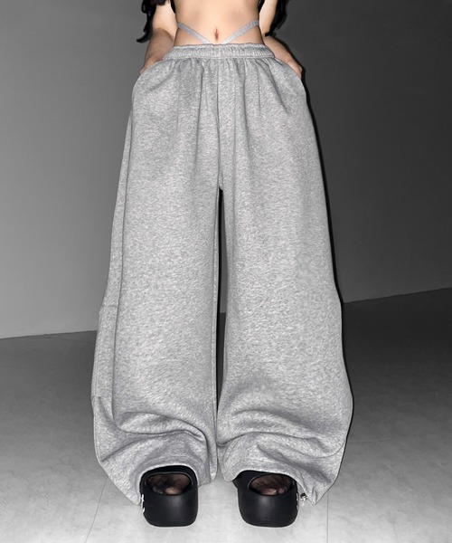 me+em select(ミームセレクト)の「【 3color 】ウエストストリングタックワイドスウェットパンツ / waist string tack wide sweat pants(スウェットパンツ・レディース・ブラック/グレー/ピンク・FREE)」の16枚目の写真