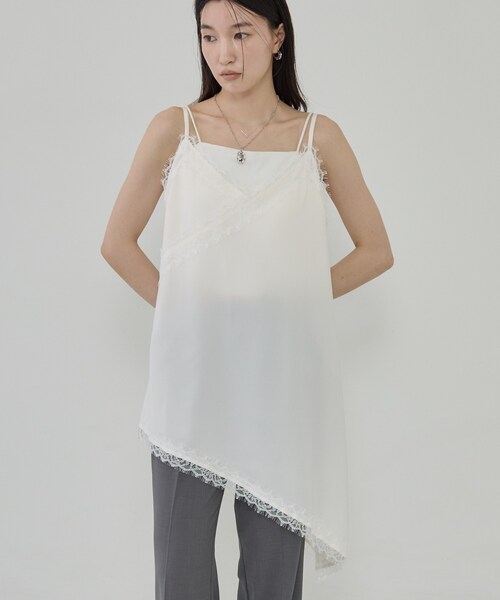 GALLEST(ギャレスト)の「チュニック丈レースキャミ(タンクトップ・レディース・オレンジ系/オフホワイト/ブラック・38)」の1枚目の写真
