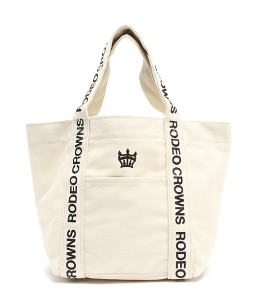 RODEO CROWNS WIDE BOWL（ロデオクラウンズワイドボウル）の「クラウンズ ロゴ テープ ミニトート（ショルダーバッグ・レディース・ピンク/レッド/オレンジ/カモフラージュ/ターコイズブルー/ブルー/オフホワイト/ブラック系その他/ライトブルー/ブラック・FREE）」の2枚目の写真
