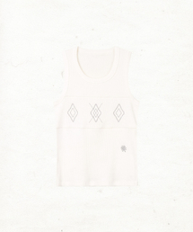 DANDEL（ダンデル）の「DD argyle stitch sleeveless (WHITE)（Tシャツ/カットソー）」