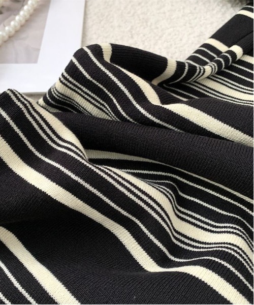 &soiree(アンドソワレ)の「ボーダータイトワンピース(ワンピース・レディース・オフホワイト/ブラック・MEDIUM/SMALL/X-LARGE/LARGE)」の6枚目の写真