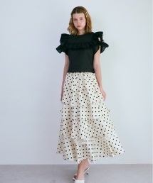 Rosy luce（ロージールーチェ）の「DOT SHEER TIERED SKIRT（ドットシアーティアードスカート）（スカート）」