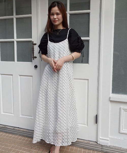 CORNERS(コーナーズ)の「花柄プリントシアーチェックキャミワンピース(ワンピース・レディース・ブラック/オフホワイト・M)」の10枚目の写真