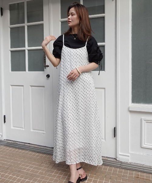 CORNERS(コーナーズ)の「花柄プリントシアーチェックキャミワンピース(ワンピース・レディース・ブラック/オフホワイト・M)」の13枚目の写真