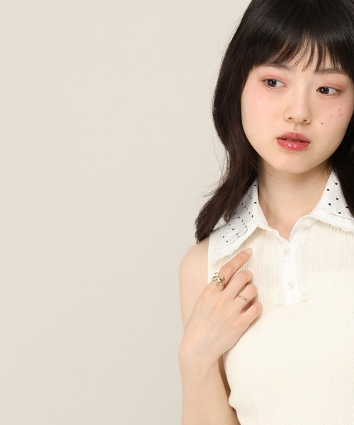 Heather（ヘザー）の「Wカラーペプラムノースリーブニット　1052099（ニット/セーター・レディース・ネイビー/ブラウン・FREE）」の10枚目の写真
