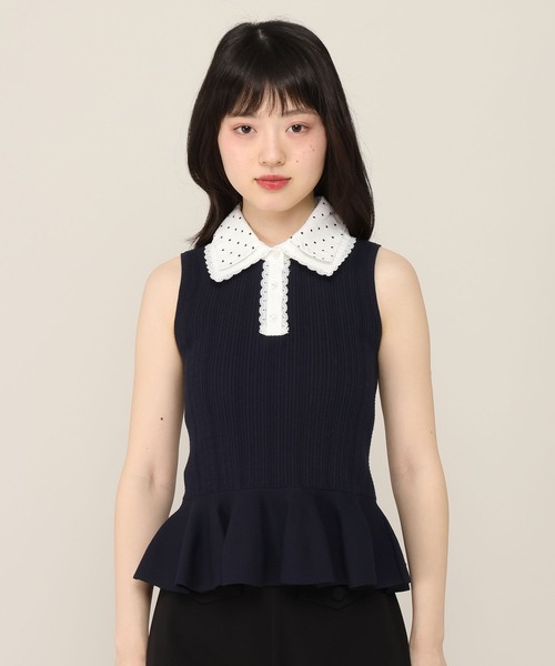 Heather（ヘザー）の「Wカラーペプラムノースリーブニット　1052099（ニット/セーター・レディース・ネイビー/ブラウン・FREE）」の19枚目の写真