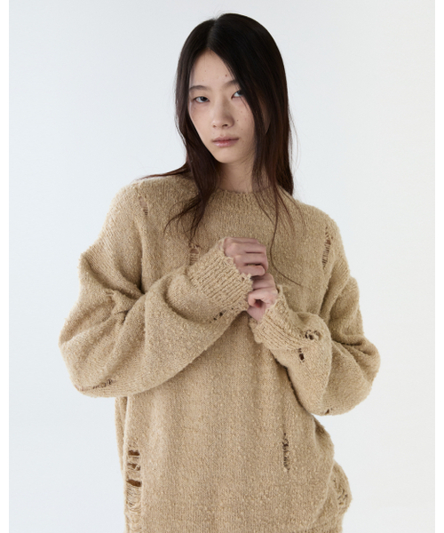 THEENDQUESTION(ジエンドクエスチョン)の「Damage knit top / BEIGE(ニット/セーター・レディース・その他・1/2)」の3枚目の写真