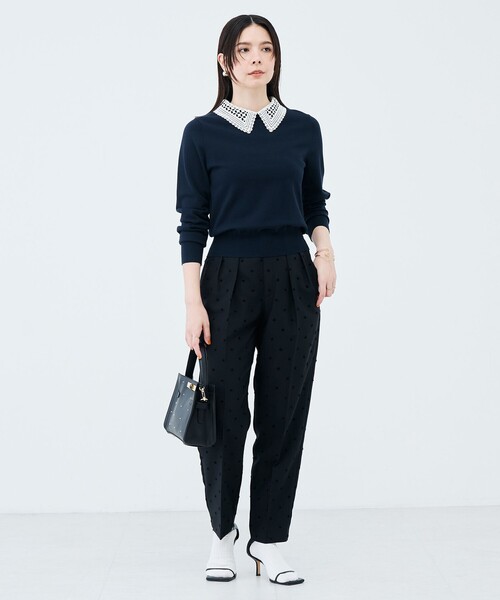 NOLLEY’S（ノーリーズ）の「《手洗い可能》襟レース取りはずしプルオーバー（ニット/セーター・レディース・ネイビー/グレー・38/36）」の3枚目の写真