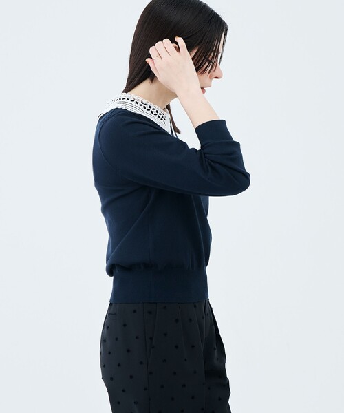 NOLLEY’S（ノーリーズ）の「《手洗い可能》襟レース取りはずしプルオーバー（ニット/セーター・レディース・ネイビー/グレー・38/36）」の11枚目の写真