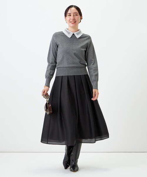 NOLLEY’S（ノーリーズ）の「《手洗い可能》襟レース取りはずしプルオーバー（ニット/セーター・レディース・ネイビー/グレー・38/36）」の18枚目の写真