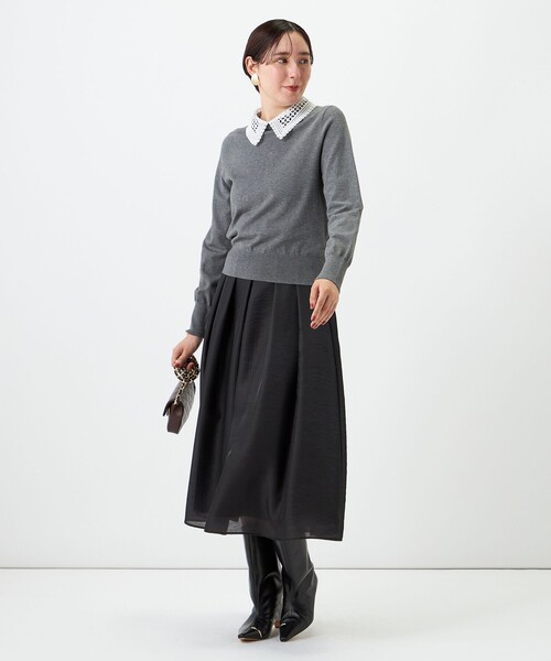 NOLLEY’S（ノーリーズ）の「《手洗い可能》襟レース取りはずしプルオーバー（ニット/セーター・レディース・ネイビー/グレー・38/36）」の20枚目の写真