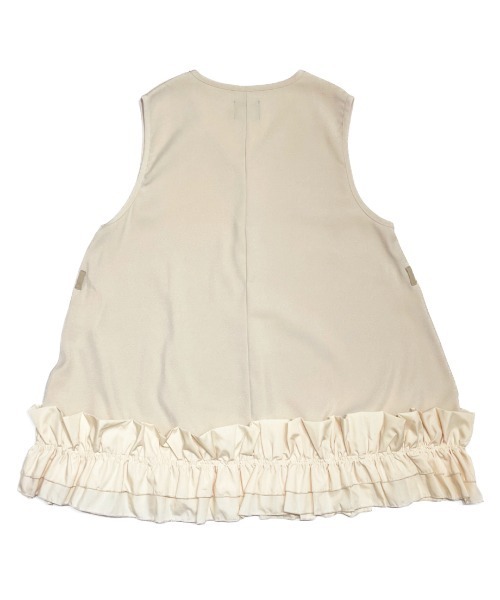CRYSTAL BALL(クリスタルボール)の「Gathered Hem Sleeveless Tops(Tシャツ/カットソー・レディース・ベージュ/ブラック・FREE)」の6枚目の写真