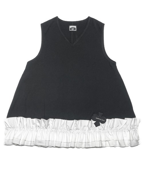 CRYSTAL BALL(クリスタルボール)の「Gathered Hem Sleeveless Tops(Tシャツ/カットソー・レディース・ベージュ/ブラック・FREE)」の13枚目の写真