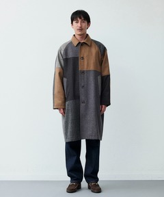 ツィードバルカラーパッチワークコート