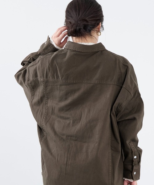 Healthy denim(ヘルシーデニム)の「【Healthy DENIM】ビックシャツ-Almond SH(シャツ/ブラウス・レディース・ブラウン/キャメル・1)」の12枚目の写真
