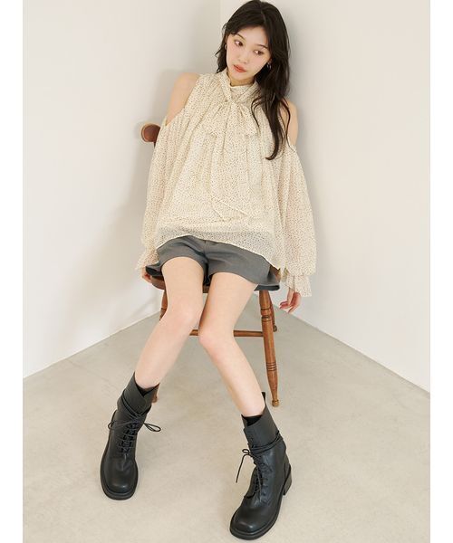 LILY BROWN(リリーブラウン)の「ドレープボウタイシフォンブラウス(シャツ/ブラウス・レディース・ライトブルー/ダークブラウン/アイボリー/マルチ・F)」の7枚目の写真