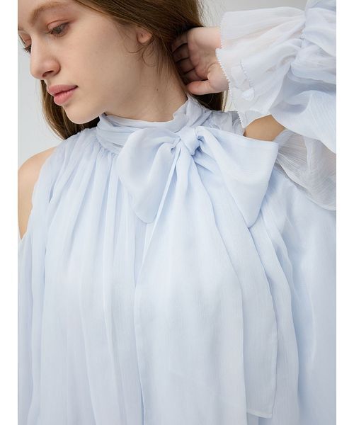 LILY BROWN(リリーブラウン)の「ドレープボウタイシフォンブラウス(シャツ/ブラウス・レディース・ライトブルー/ダークブラウン/アイボリー/マルチ・F)」の13枚目の写真