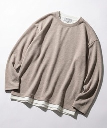 2026AW Knit Sew Fake Layered Plain Long Sleeve T-Shirt/ニットソー フェイクレイヤード 無地 ロンT 長袖Tシャツ